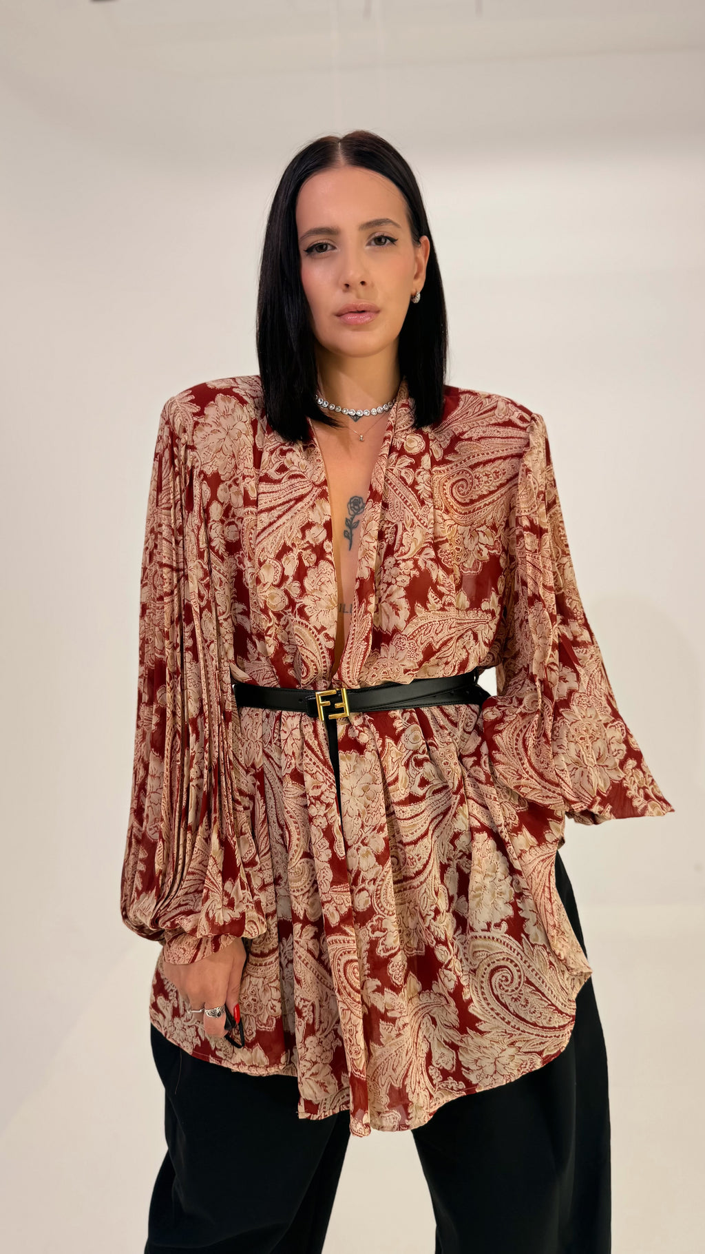 Blusa Vintage Paisley Bordeaux