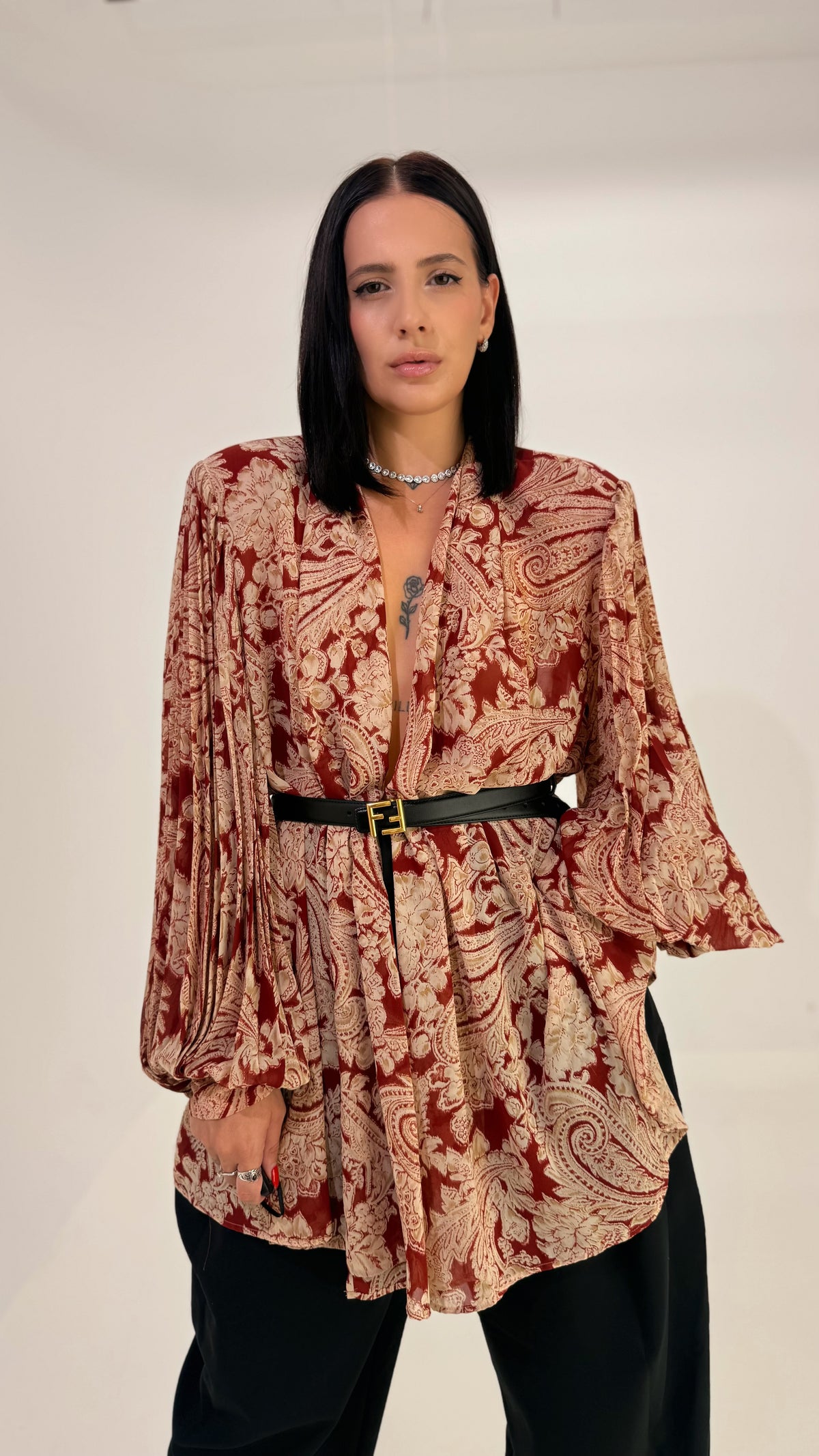 Blusa Vintage Paisley Bordeaux
