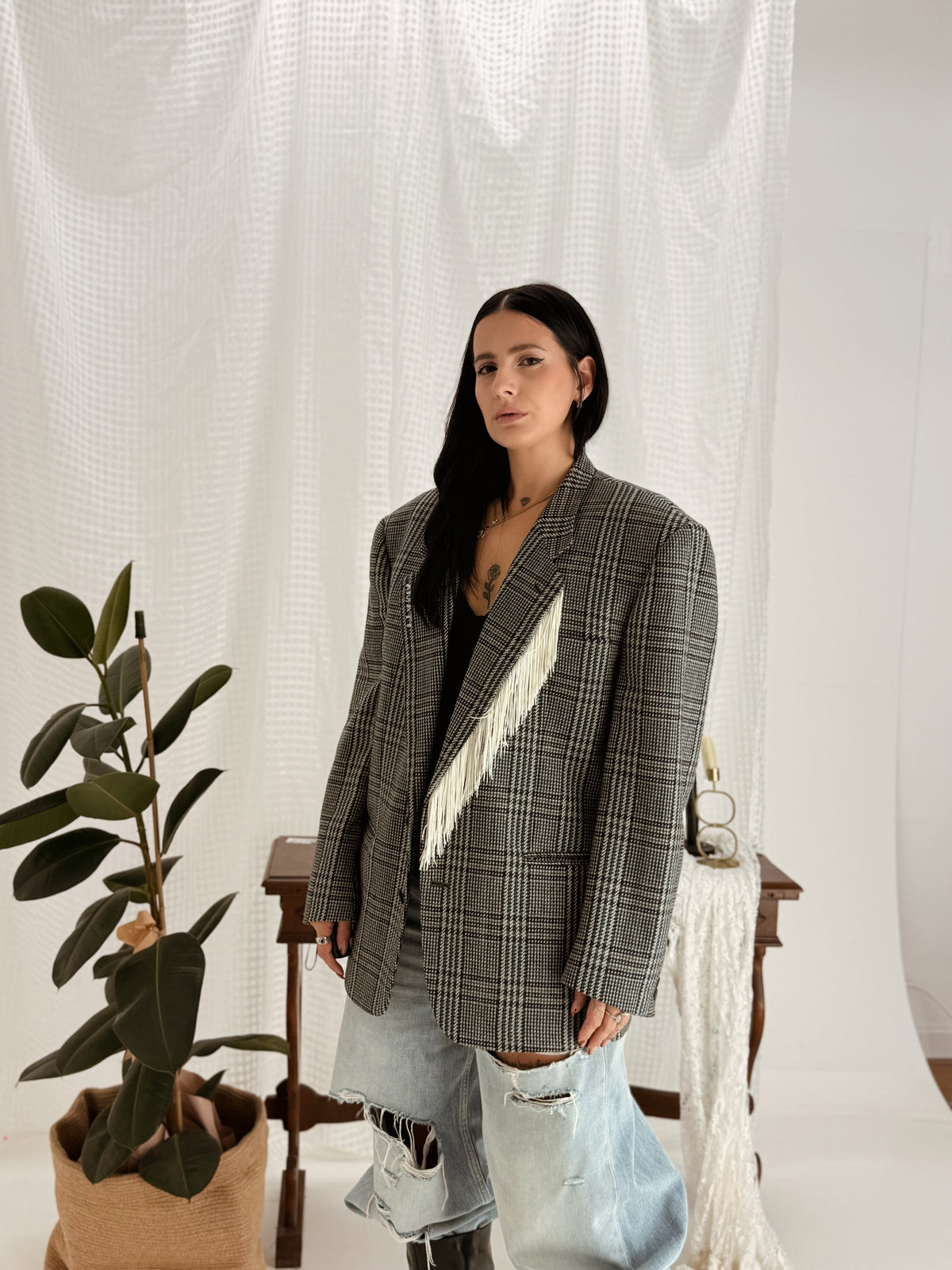 Blazer Checked Fringe — Reworked AMATI