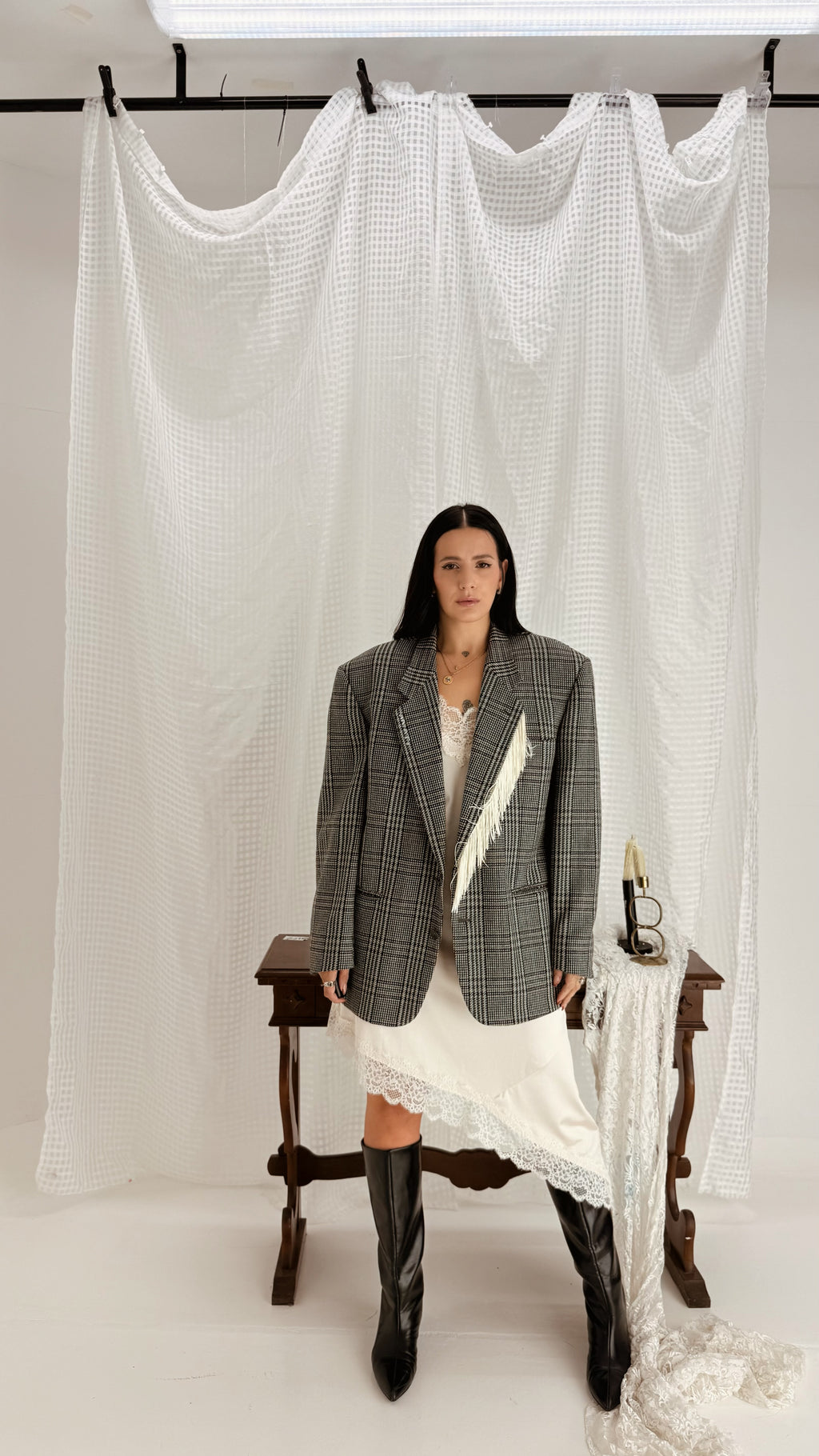 Blazer Checked Fringe — Reworked AMATI