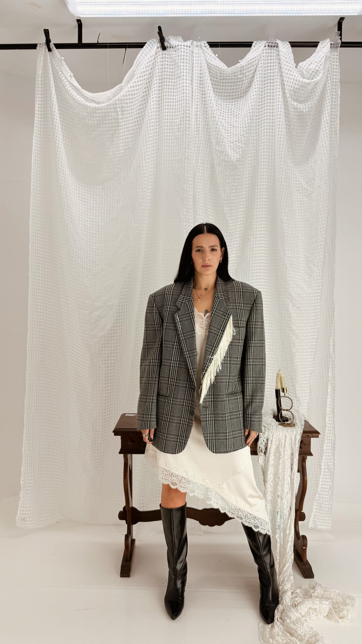 Blazer Checked Fringe — Reworked AMATI
