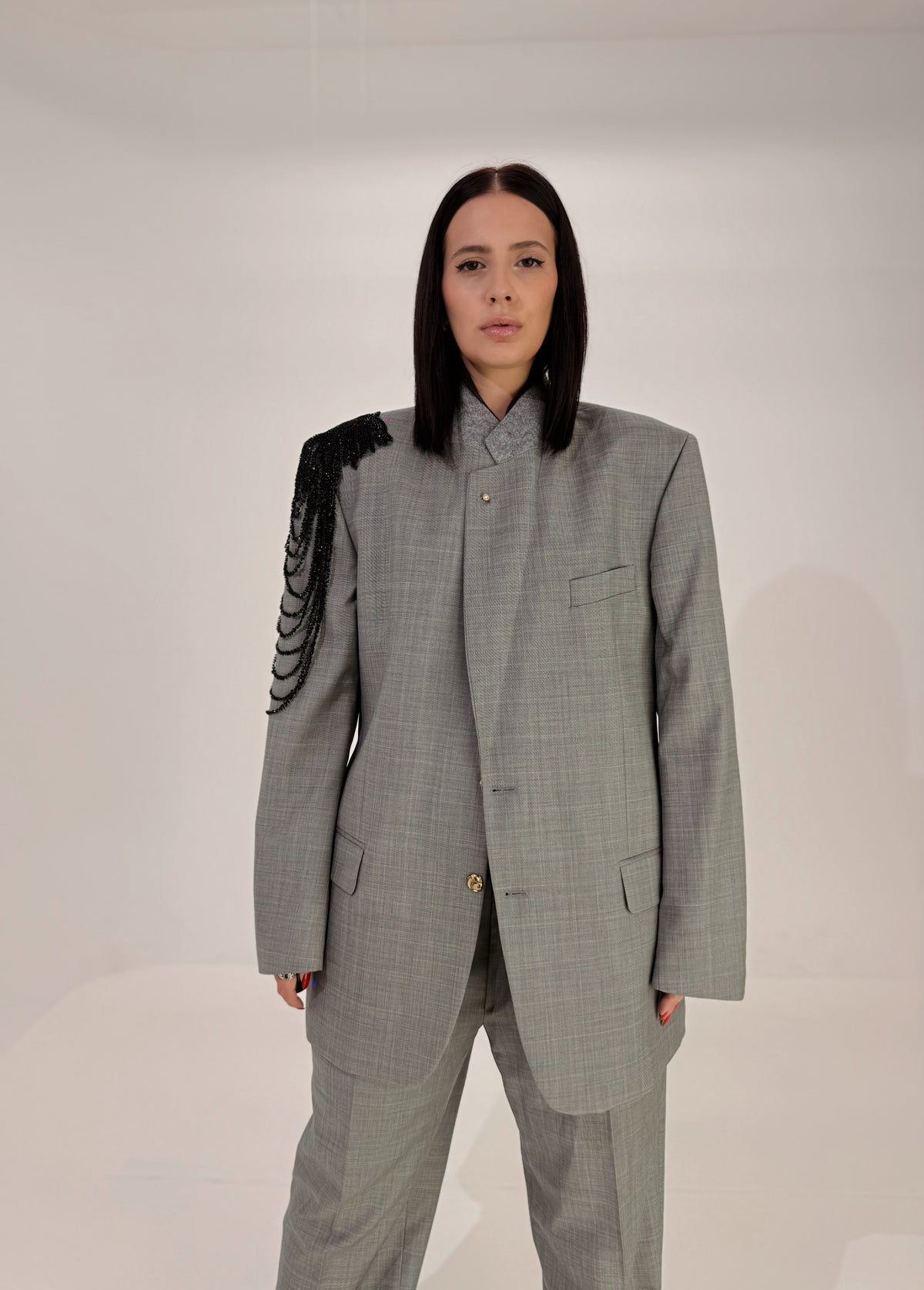 Grey Fringe Blazer – AMATI Reworked