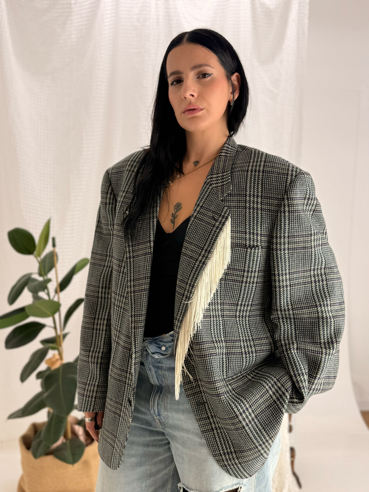 Blazer Checked Fringe — Reworked AMATI