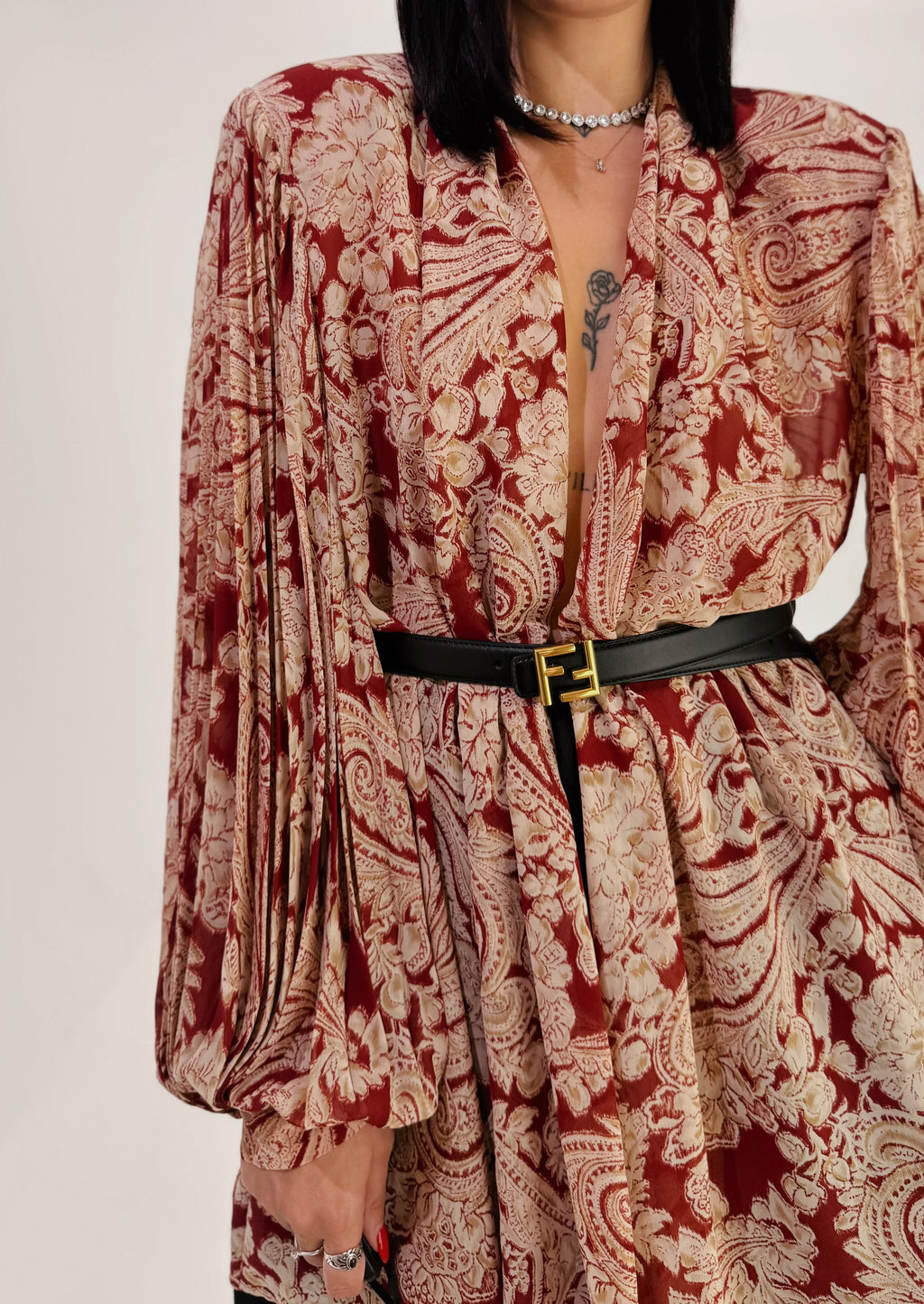 Blusa Vintage Paisley Bordeaux