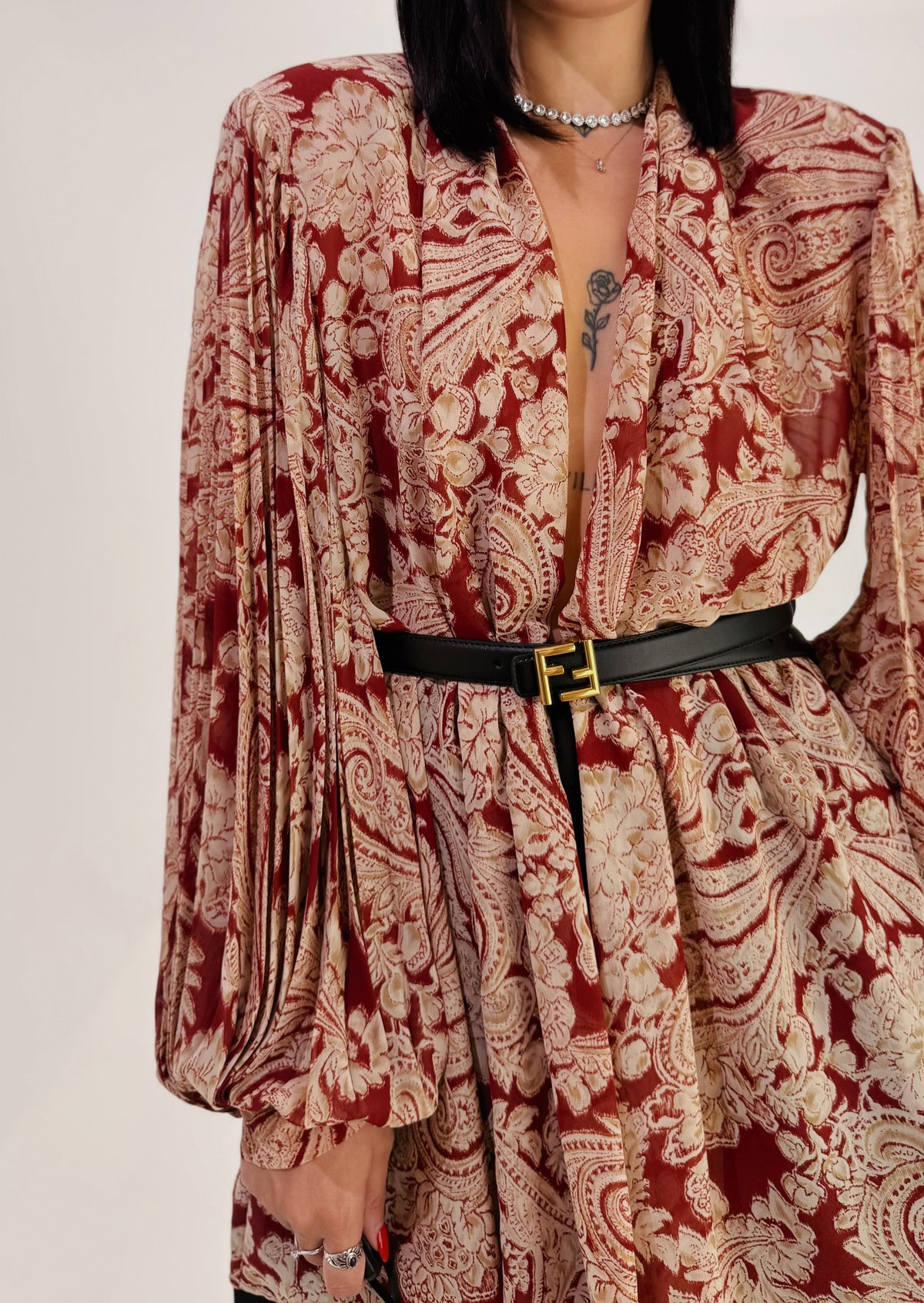 Blusa Vintage Paisley Bordeaux