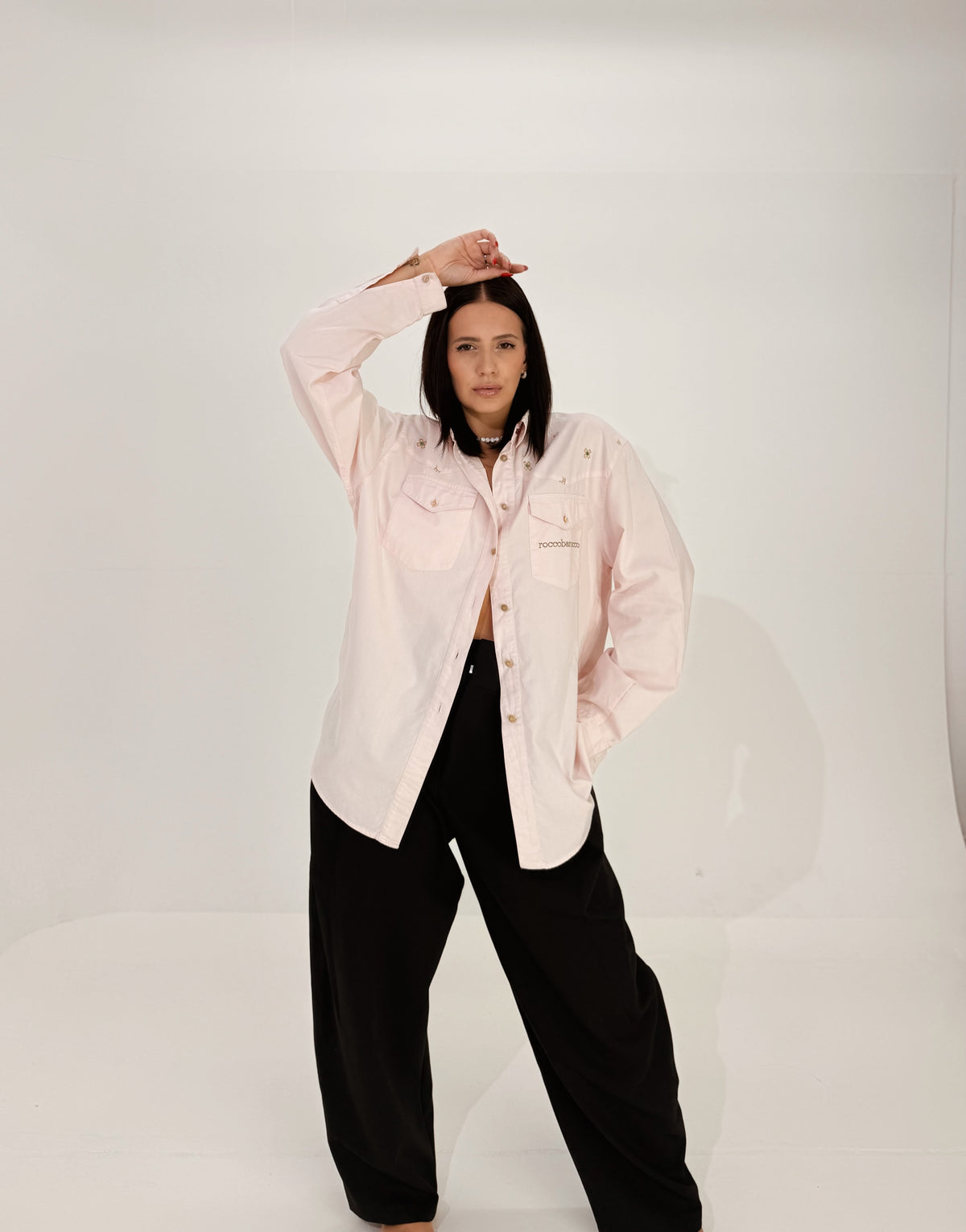 Camicia Vintage Roccobarocco Rosa Cipria
