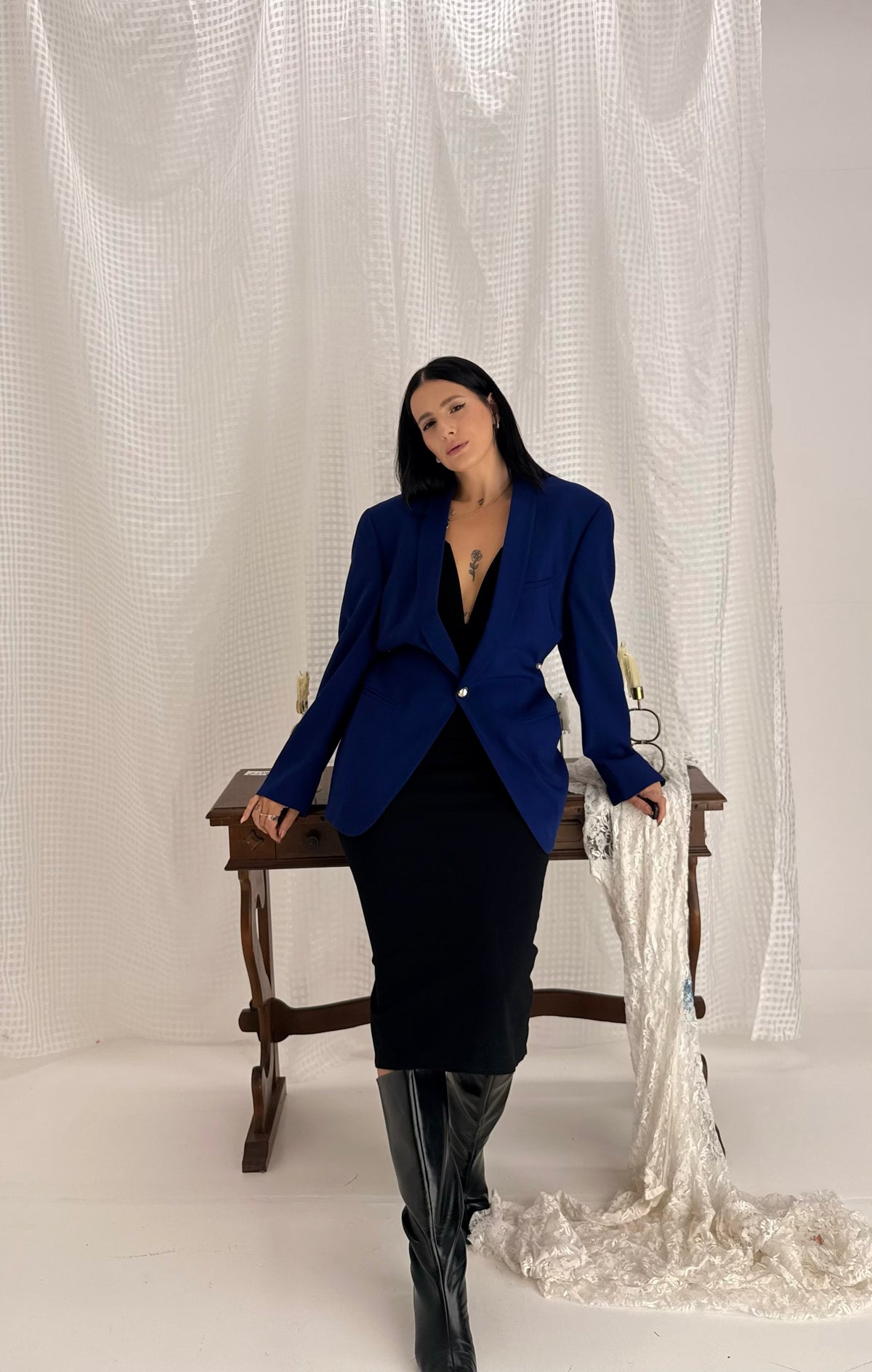 Royal Blue Lace Blazer – Reworked by AMATI