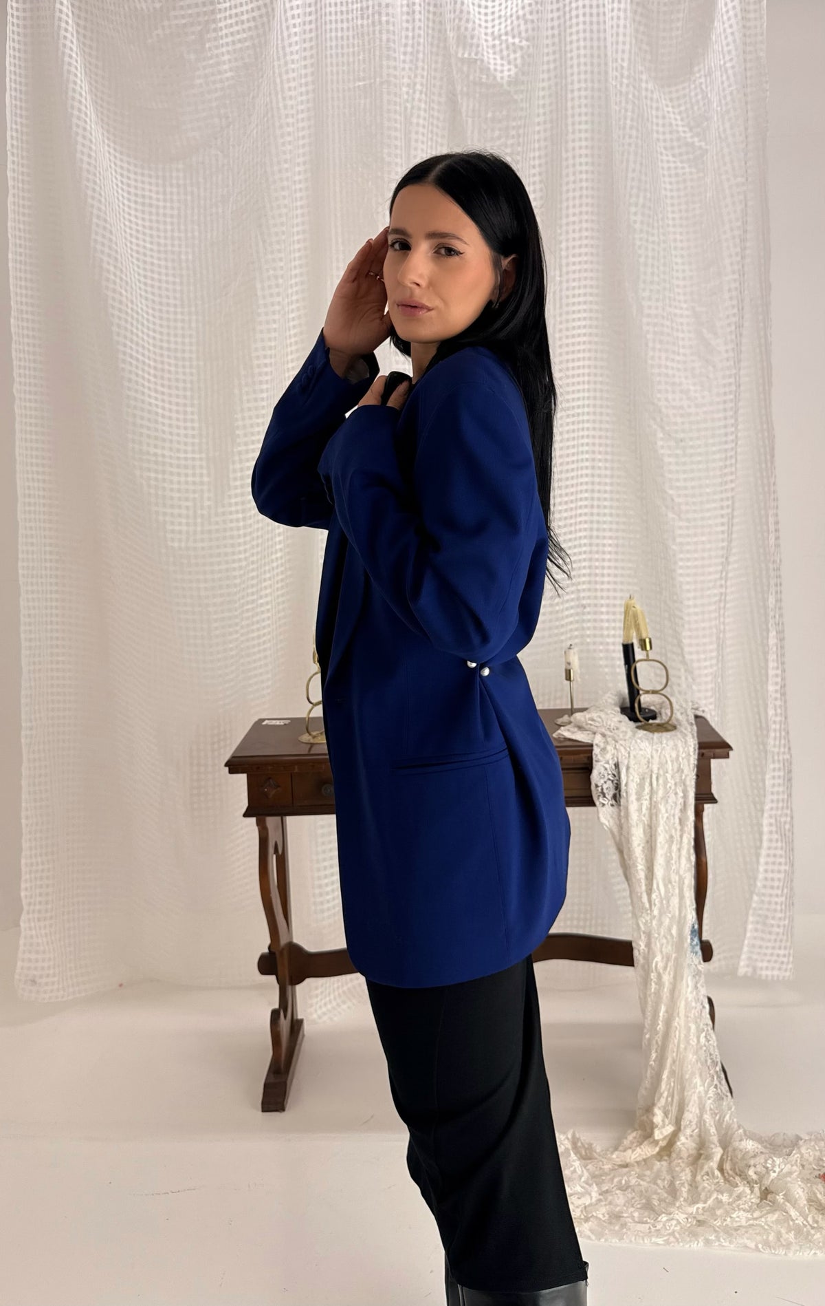Royal Blue Lace Blazer – Reworked by AMATI
