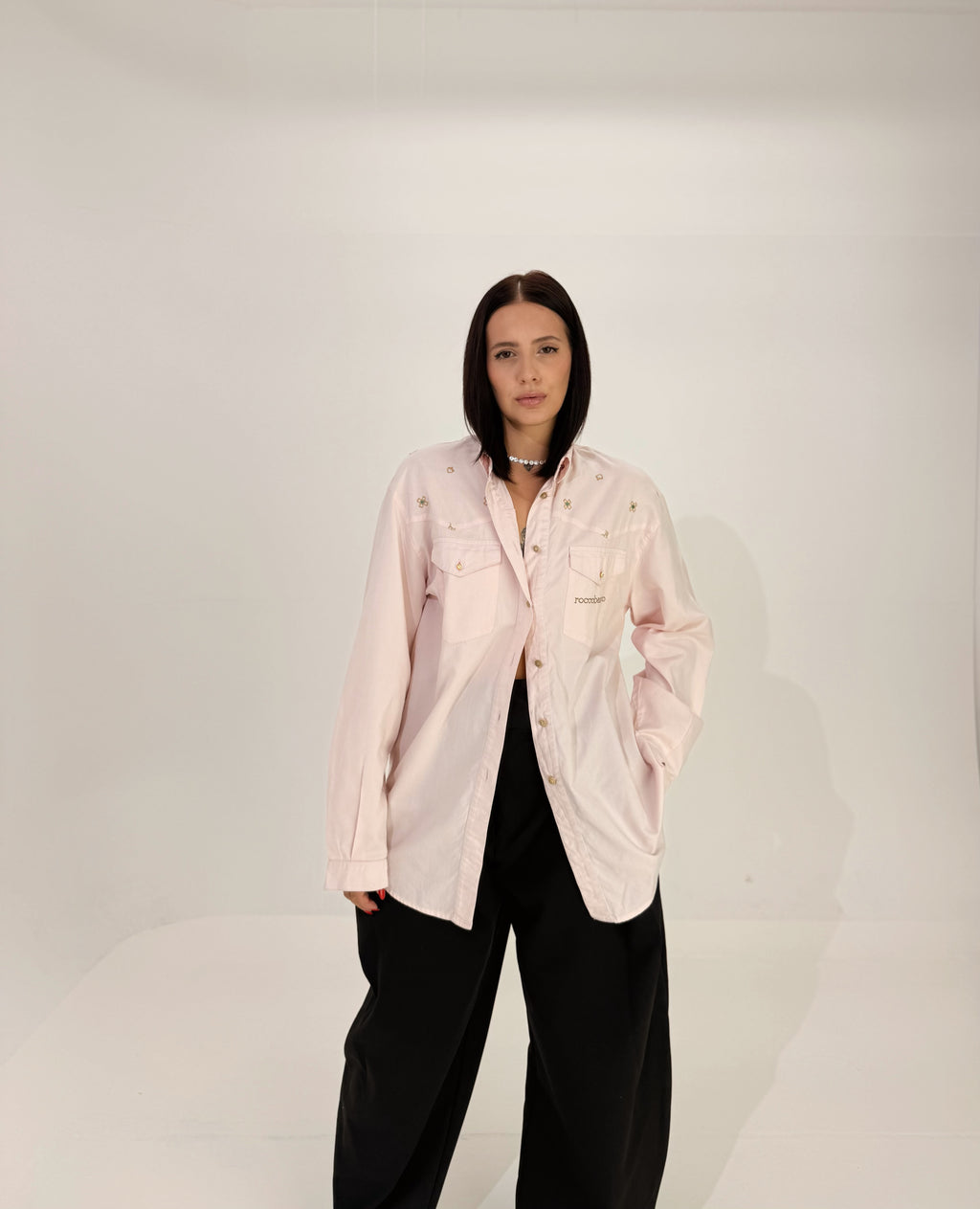 Camicia Vintage Roccobarocco Rosa Cipria