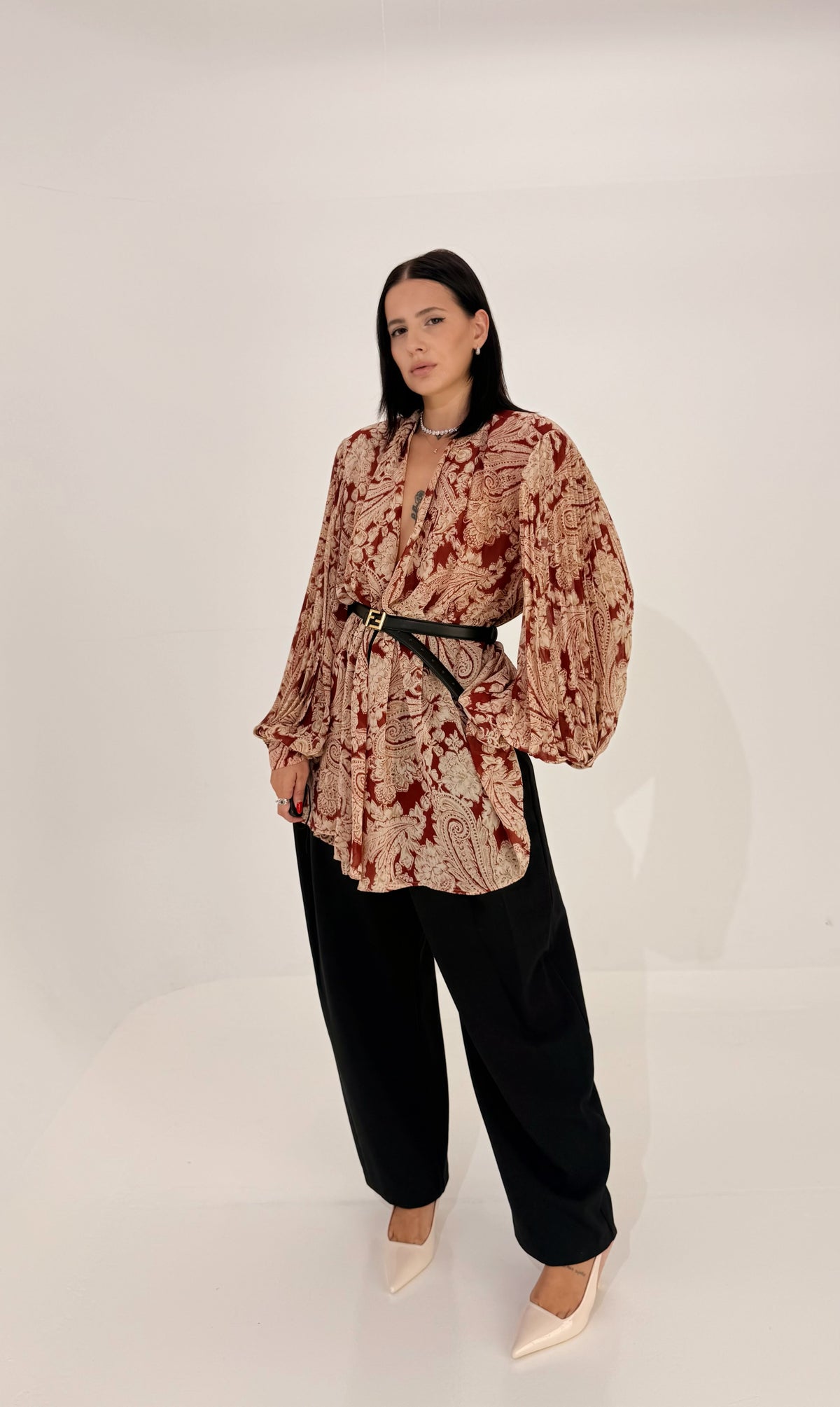 Blusa Vintage Paisley Bordeaux