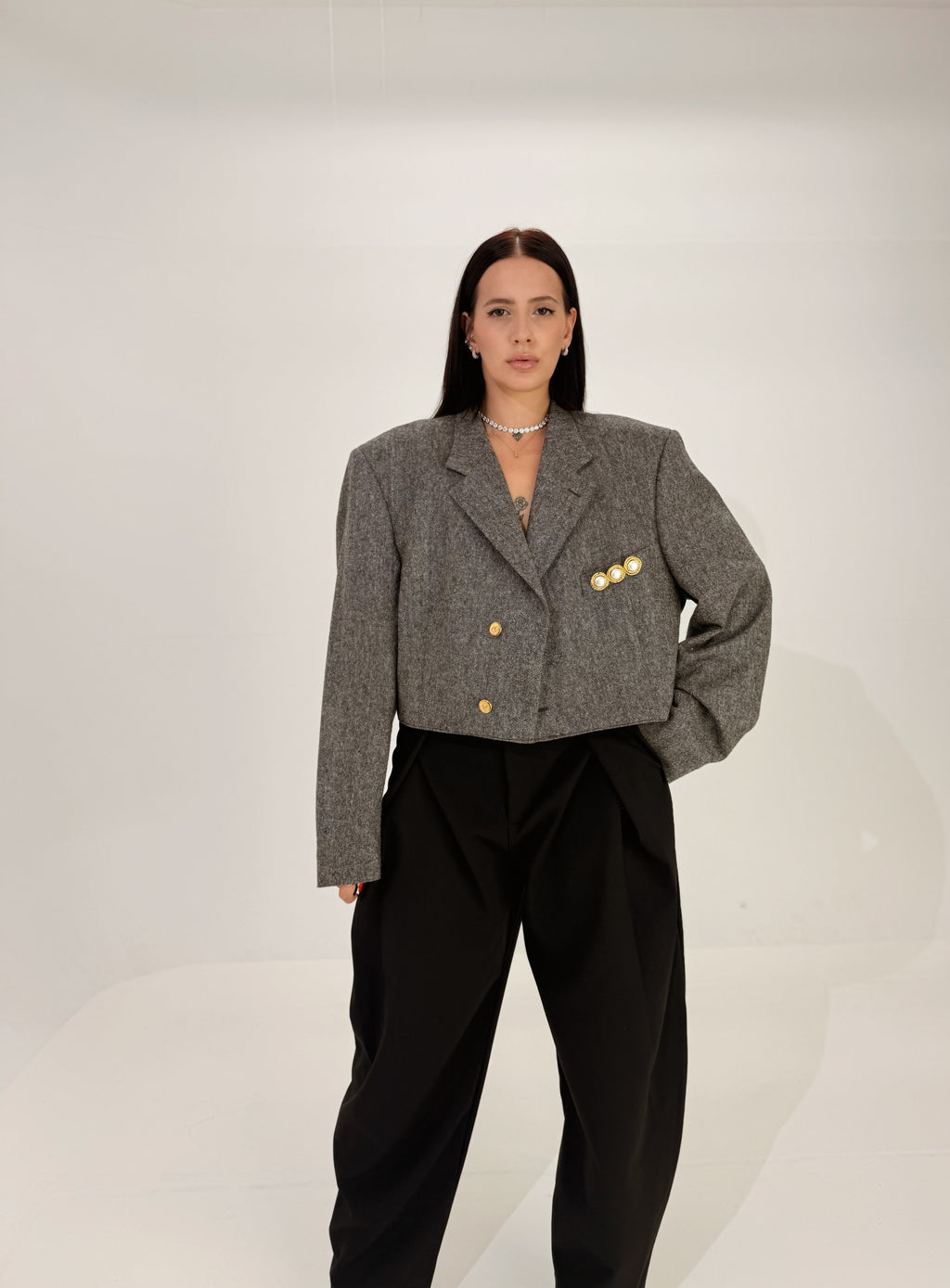 Bomber cropped blazer- AMATI Reworked