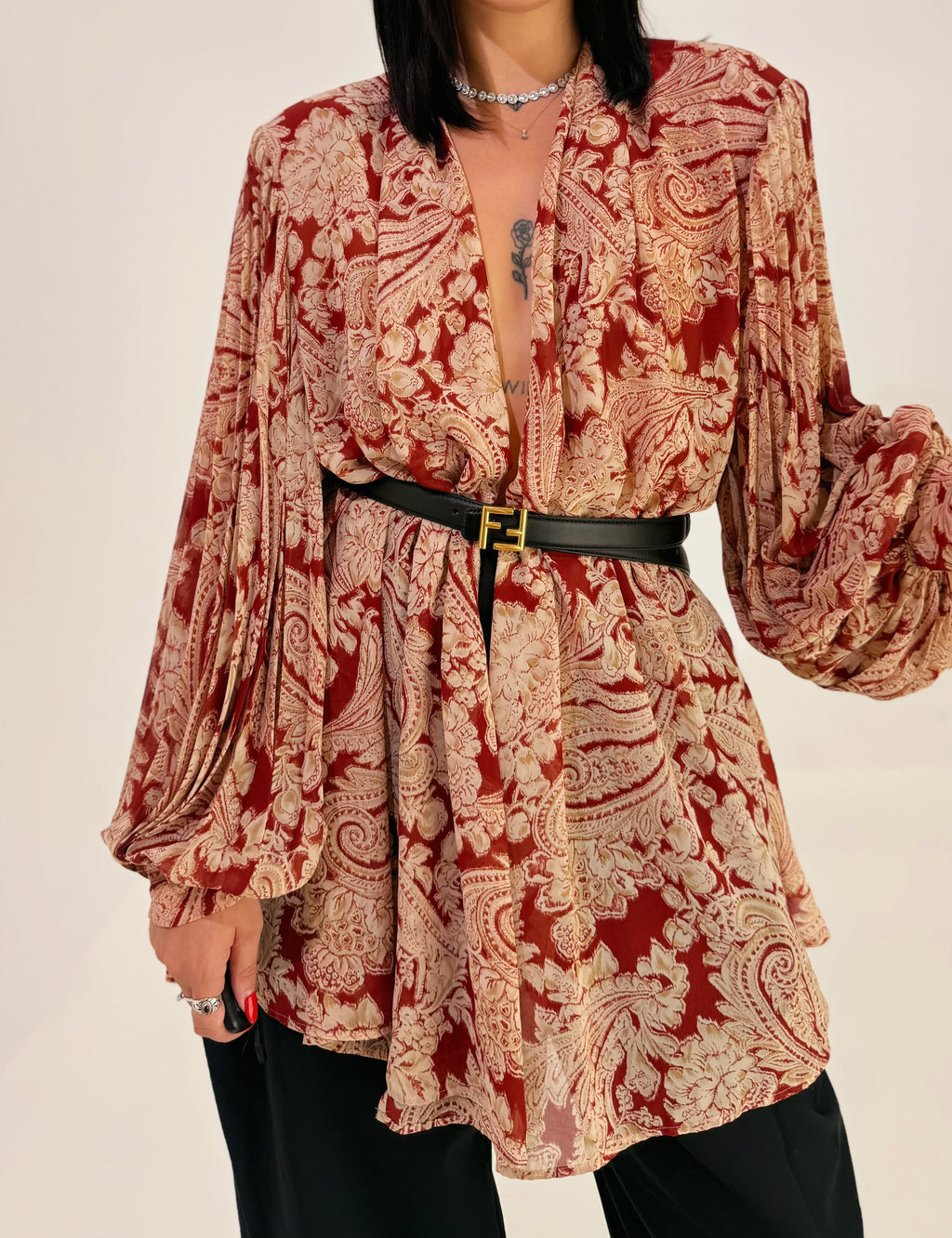 Blusa Vintage Paisley Bordeaux