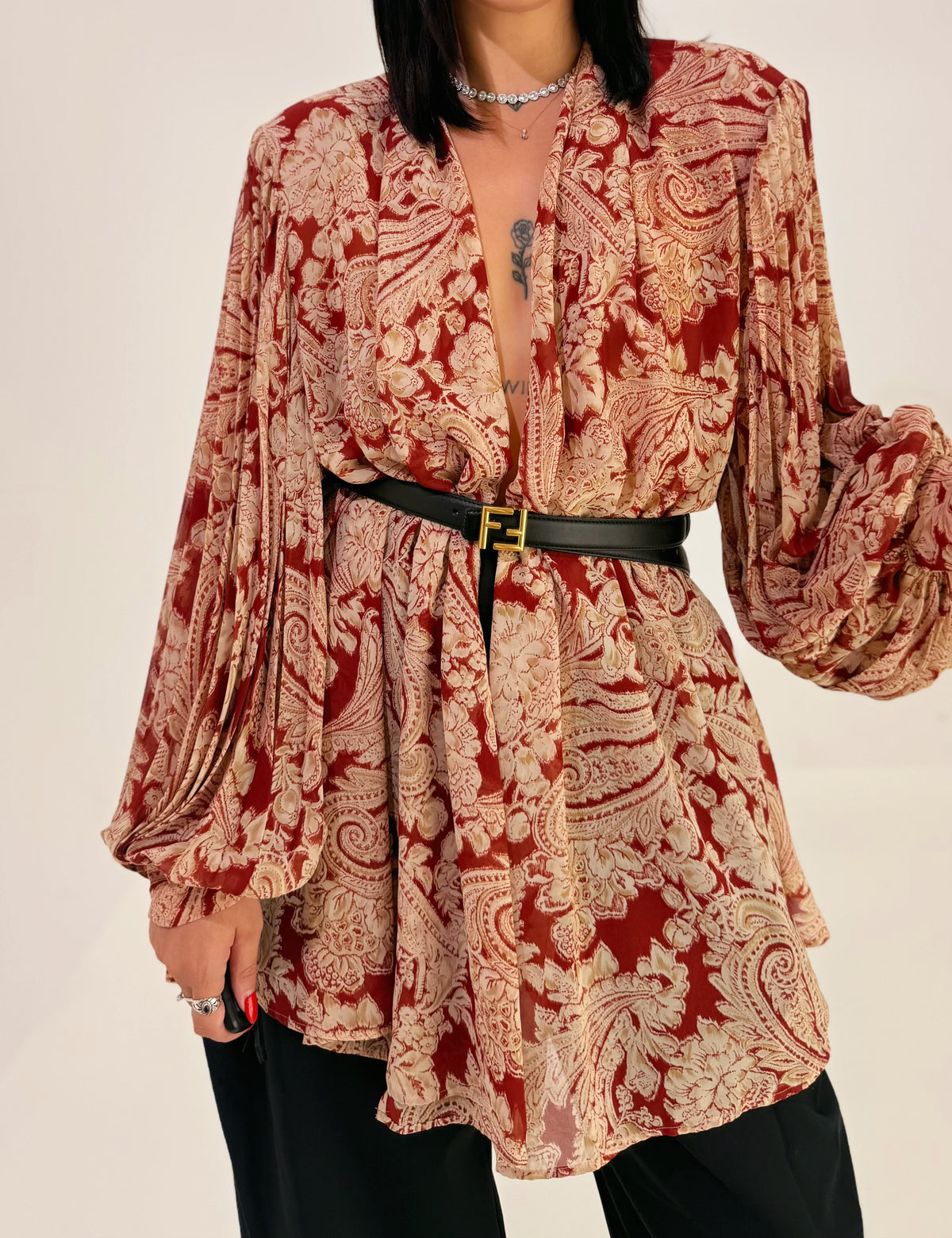 Blusa Vintage Paisley Bordeaux