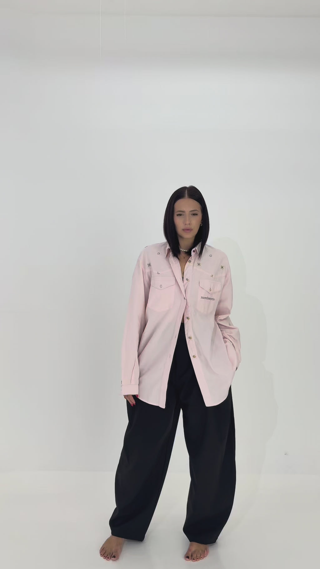 Camicia Vintage Roccobarocco Rosa Cipria