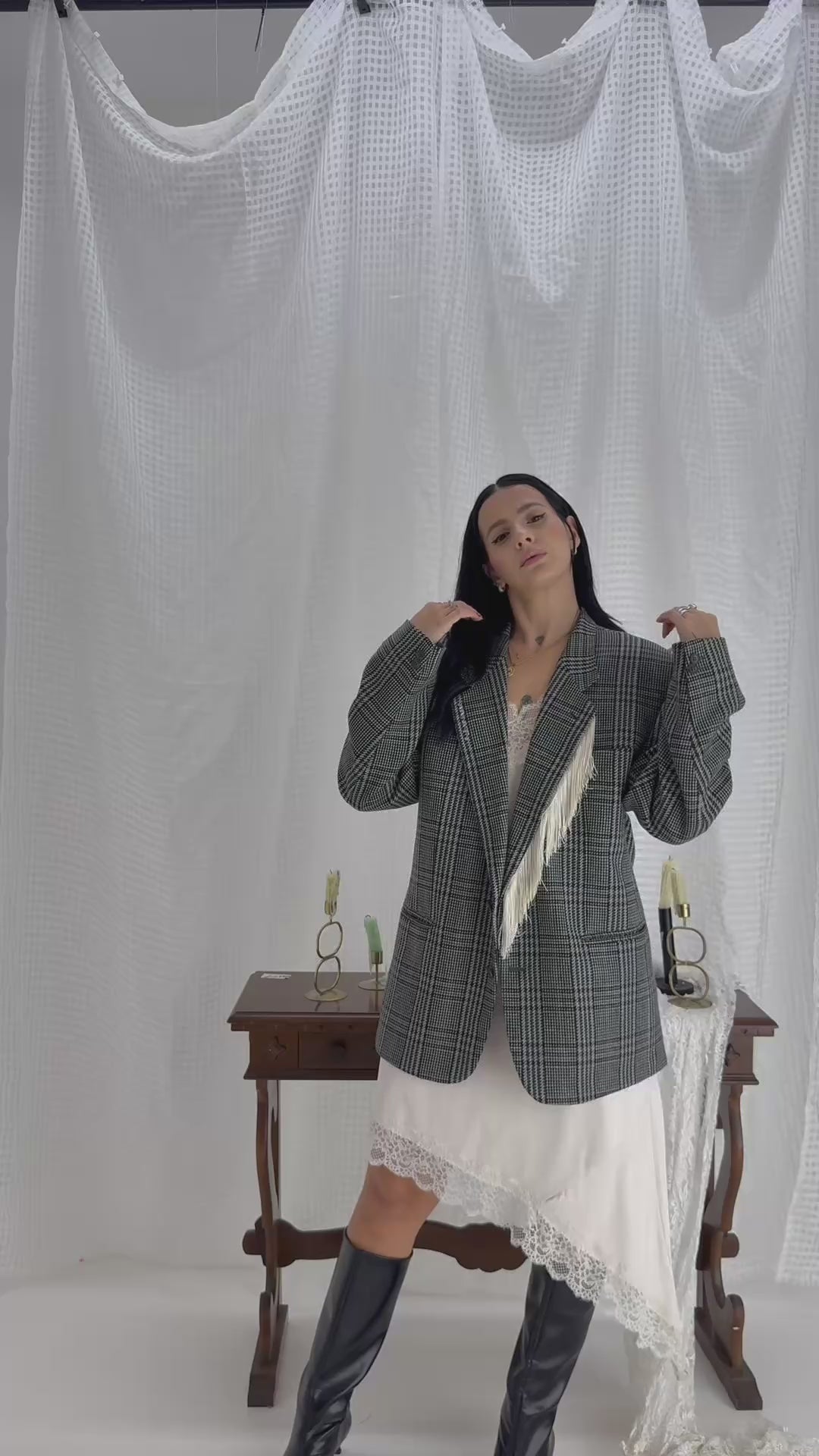 Blazer Checked Fringe — Reworked AMATI