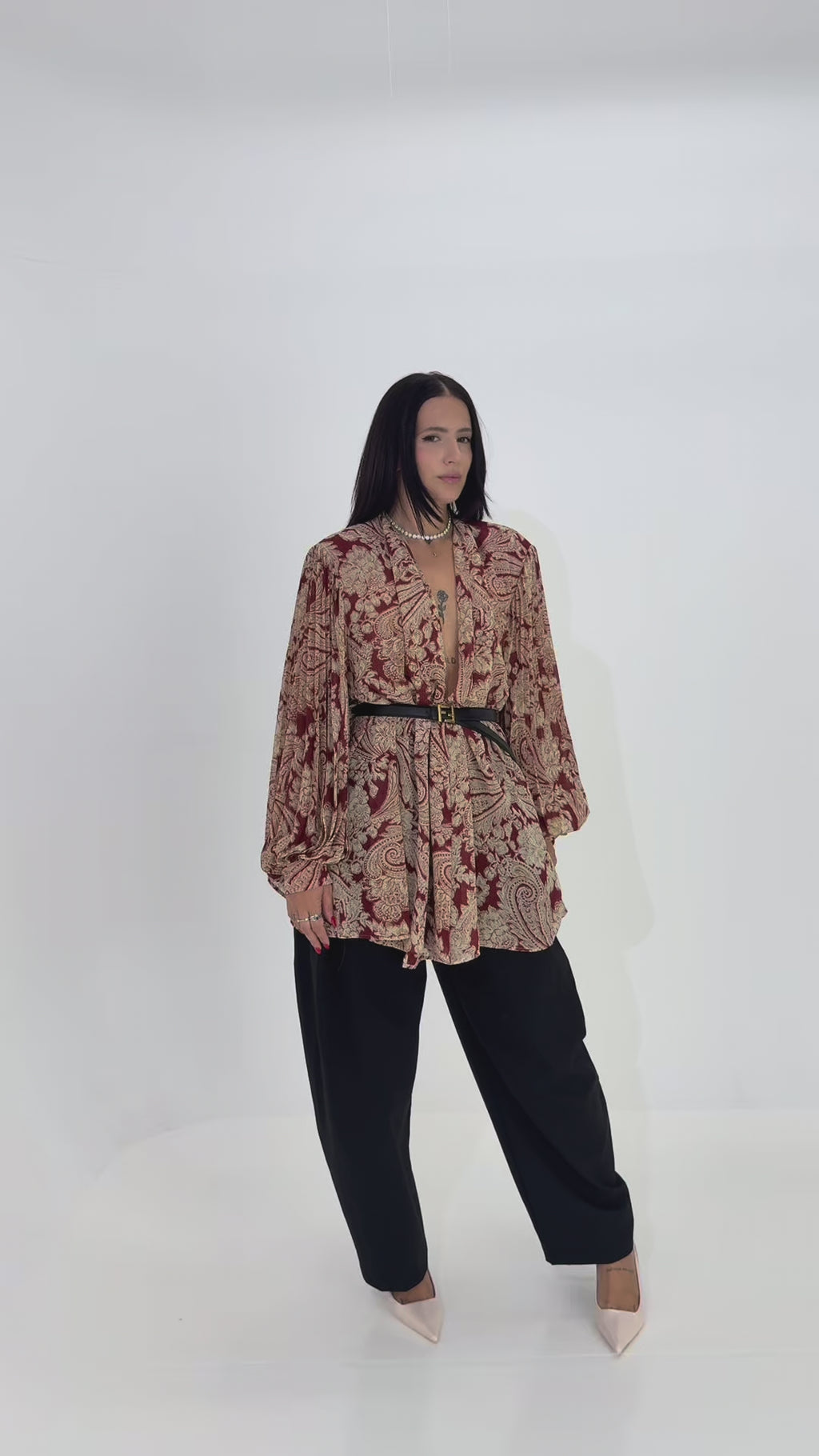 Blusa Vintage Paisley Bordeaux